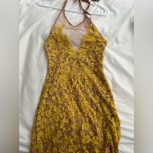 For love and lemons yellow lace sexy dress